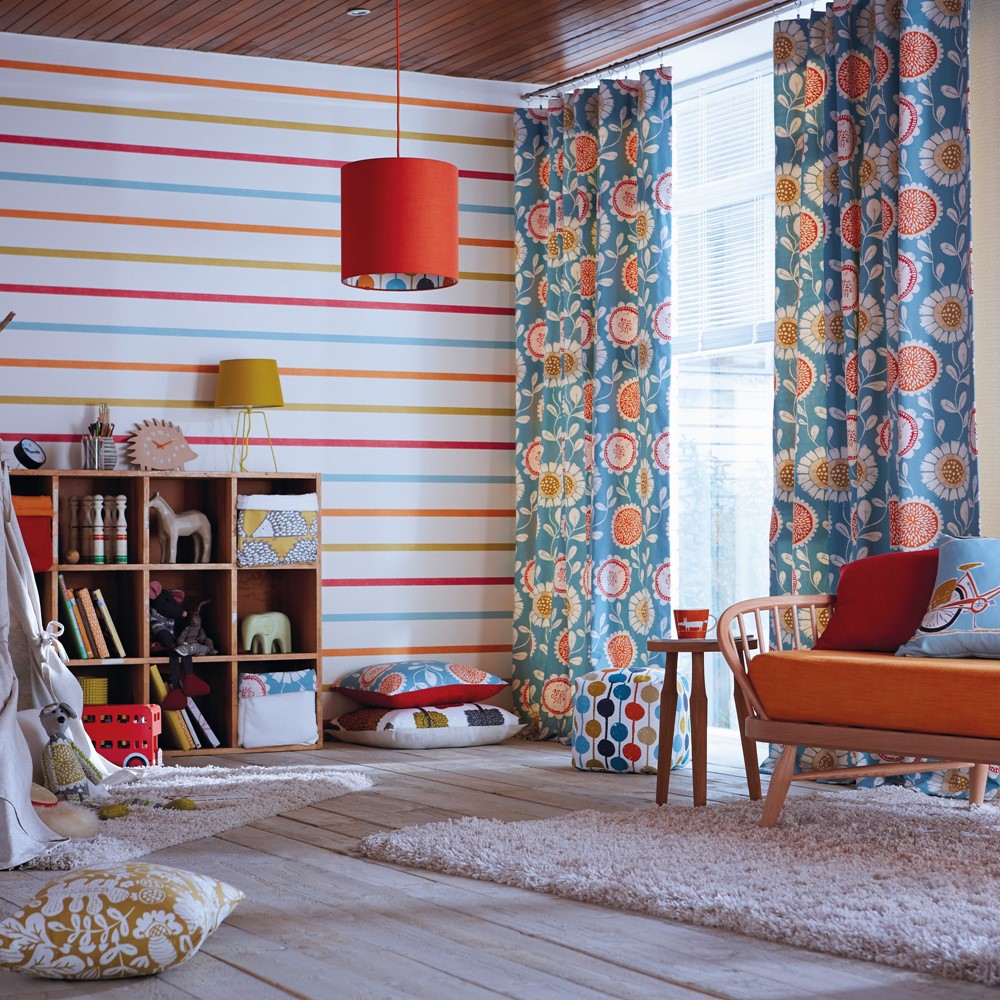 Hoppa Stripe Wallpaper 111113 by Scion in Poppy Tangerine Sulphur